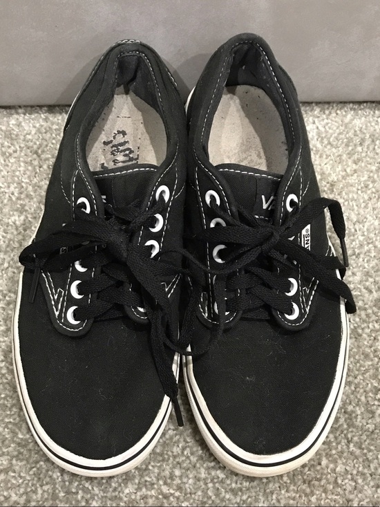 Vans Shoes - Vans Black Canvas Low Top Sneakers with White Accents